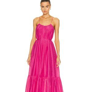 MATTEAU Single Tier Sundress Hot Pink Cotton Silk Maxi Dress Size 0